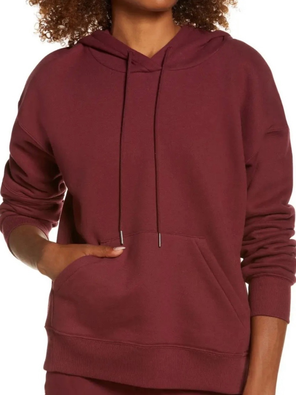 Zella Maroon Women's Hooded Pullover Sweatshirt